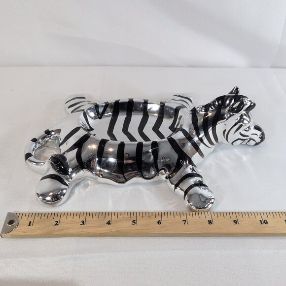 Fitz and Floyd Silver Zebra Soap Trinket Dish Faux Glaze MATCH BOOKENDS Vintage - Picture 16 of 16